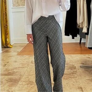 SPANX PerfectFit Ponte Wide Leg Pant size L Gingham Checkered Black White